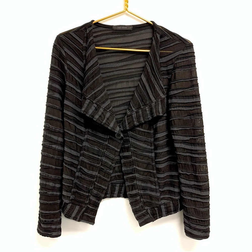Cut Loose Cardigan Jacket Blazer Size Small Sheer Mesh & Knit Lagenlook Boho‎